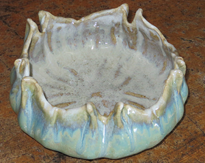 Heather Bartmann used three types of glaze on this ceramic bowl inspired by the shape of gourds.