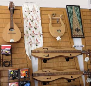 Handmade musical instruments at Medeiros Music in Loveland, Colorado