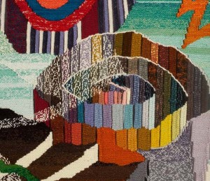 Detail of one area of "Heaven and Earth," a tapestry by David Johnson and Geary Jones