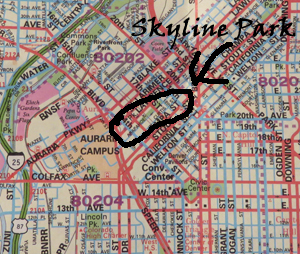 Skyline Park on a Denver Metro map